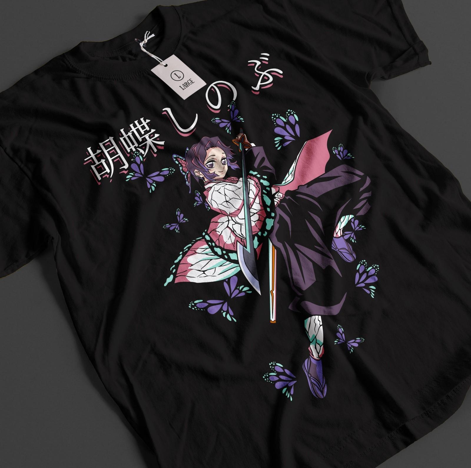 

Demon Slayer Shirt Shinobu Kocho T-Shirt Mens Womens Tees Top Tanjiro Anime Inosuke Doma Muzan Tee 2XL