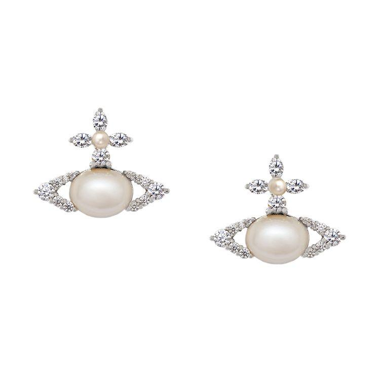 Vivienne Westwood Ada Earrings Round Ball Shape Brass Earrings Women earrings White 8050889642404 Box