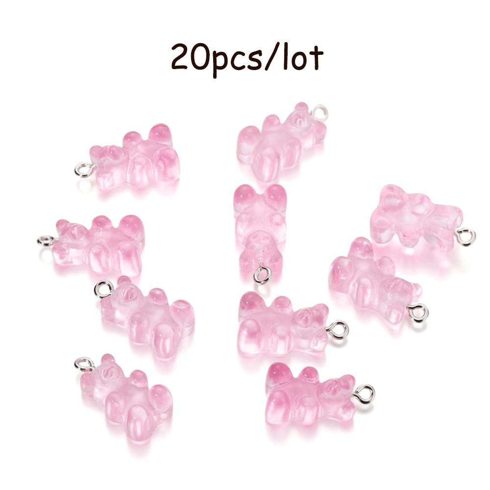 10/20Pcs Candy Bear Pendant Charms for Necklace Bracelet Earrings Jewelry Making Diy Findings Resin Bears Christmas Making