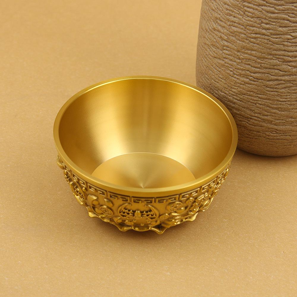 Brass Six Blessings Treasure Pot - Feng Shui Decor for Living Room, Office, or Entryway