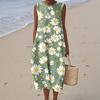 Women's Fashion Casual Sleeveless Round Neck Floral Elegant Temperament Dress