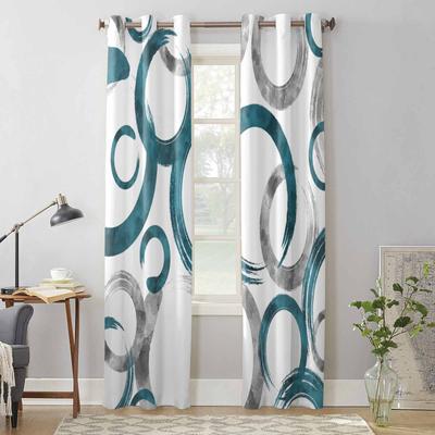 Cerchi di vernice geometrica Tende da finestra grigio blu per soggiorno Tenda da camera da letto di lusso Tende da cucina Tende