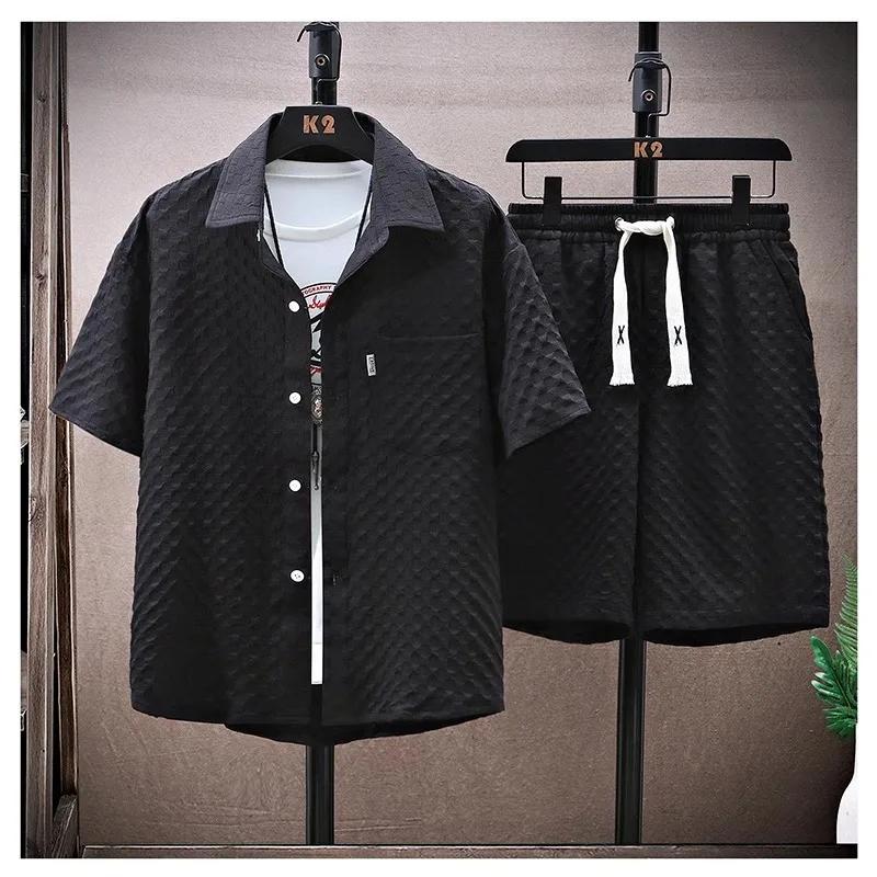 Summer Men's Casual Thin Sports Two-piece Set Sports Suit Men's Short Sleeve T-shirt Shorts One Set