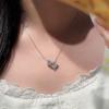 Premium Sense Full Diamond Presbyopia Tetragonal Star Pendant Collarbone Chain Light Luxury Design Sense Simple Zircon Necklace Female