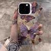 INS Retro Rose Butterfly Phone Case For iPhone 16 15 14 13 12 11 Pro Max XR XS MAX SE 2 3 7 8 PLUS Laser Silver Shockproof Cover