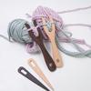 2Pcs Knitting Fork And Eye Needle Kit Wooden Cording Tool Fork Braider Lightweight Knitting Fork Braided Tool