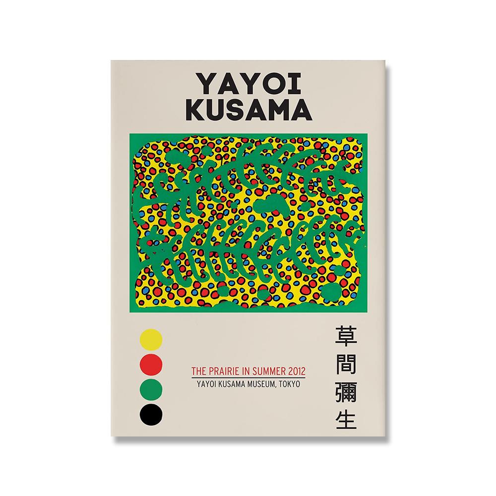 

Yayoi Kusama Виставка японського сучасного мистецтва Картина на полотні Плакат Сучасні квіти Гарбуз Крапки Очі Домашній декор для стін Принти 60x90cm No Framed