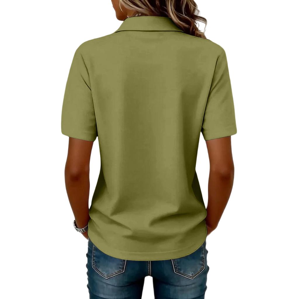 Women's Fashion Casual Lapel Short Sleeve Color Shirt Women's Button Up Tops