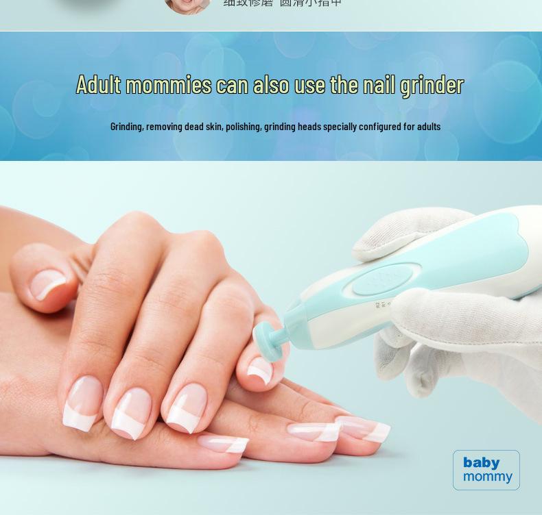 6-in-1 Multi-Head Baby Electric Nail Grinder & Anti-Pinch Clippers Set