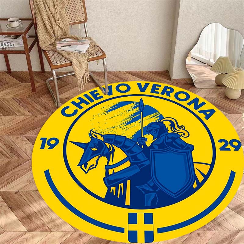 Chievo Verona Knight Horse Silhouette Crest Circular Area Rug Serie A Football Round Floor Carpet Sports Fan Living Room Bedroom Home Decor Mat
