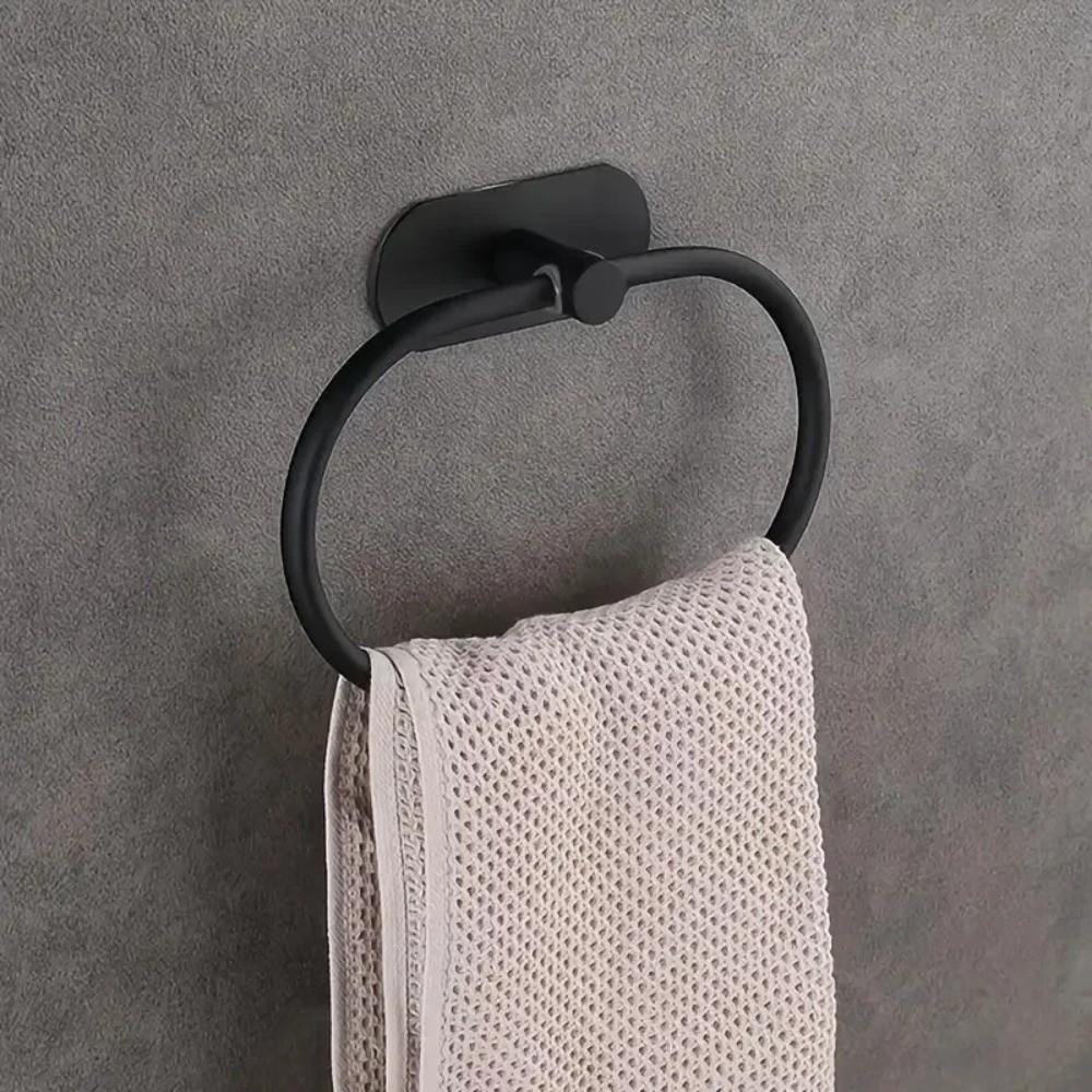 Wall Mounted Towel Hanger Ring Rustproof Self-adhesive Towel Holder Towel Ring Hook  Bedroom Use
