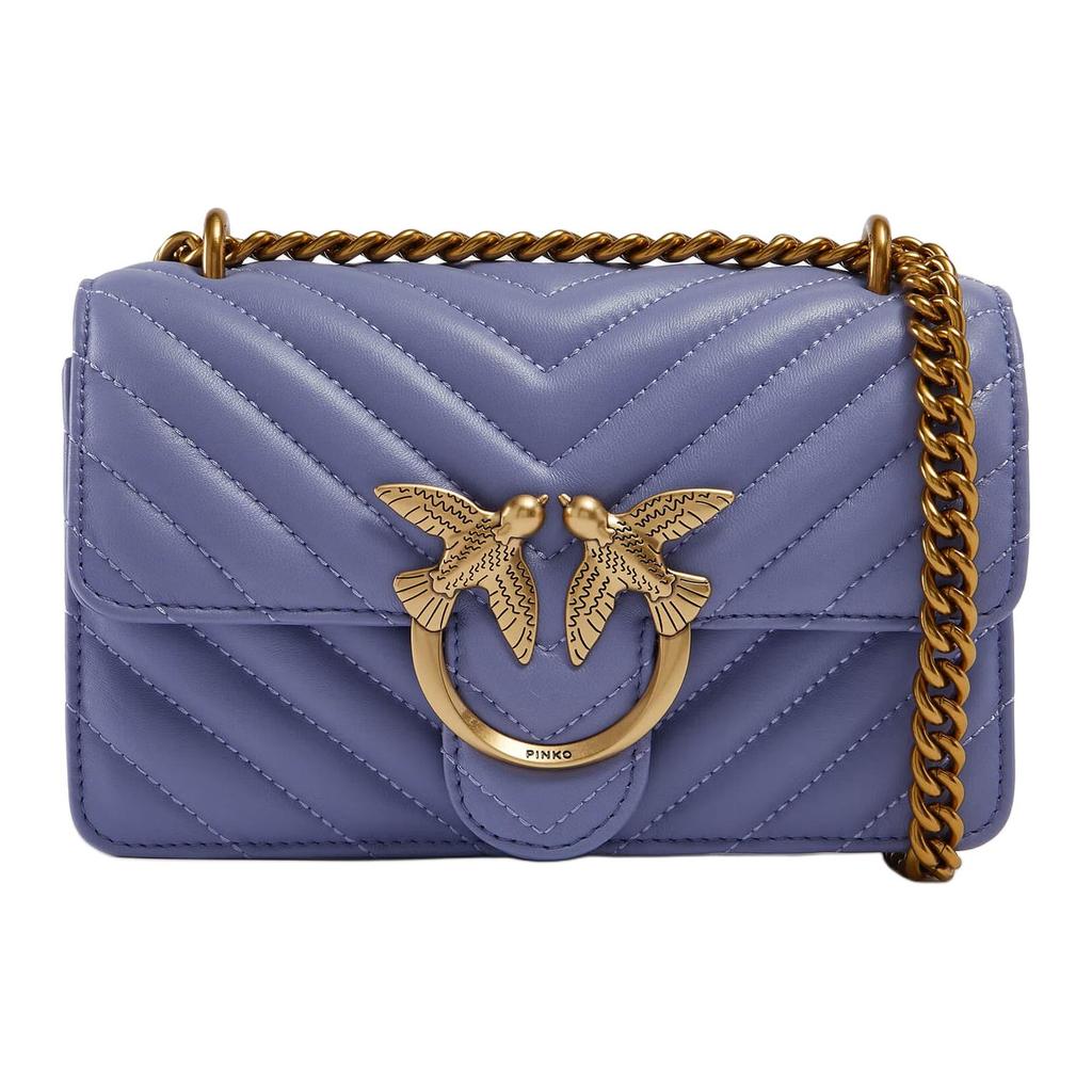 New PINKO Love Icon Nappa Leather Crossbody Bag, Shoulder Bag Women's Blue 1P22UJ-A03Z-Y79Q