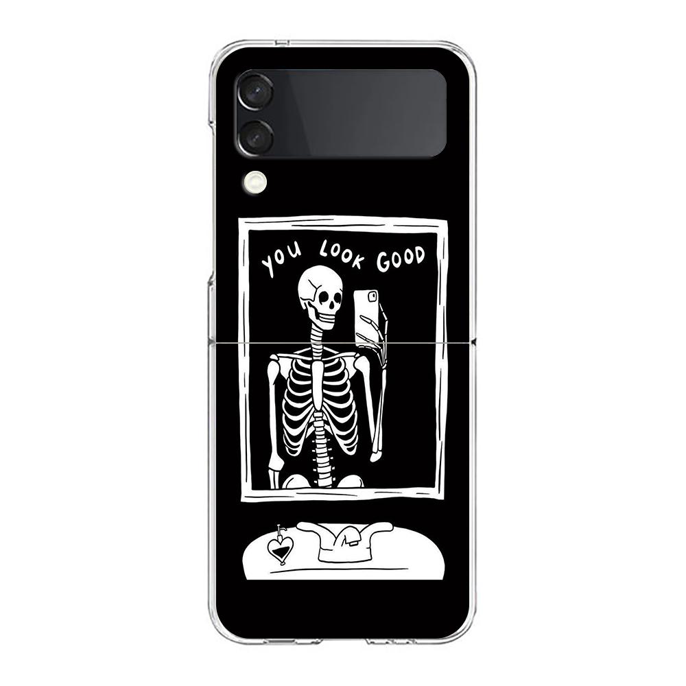 

Phone Case For Samsung Galaxy Z Flip 3 4 5 Hard Folding Clear PC Bumper Funny Skeleton For Samsung Z Flip 6 Back Cover Samsung Z Flip 4