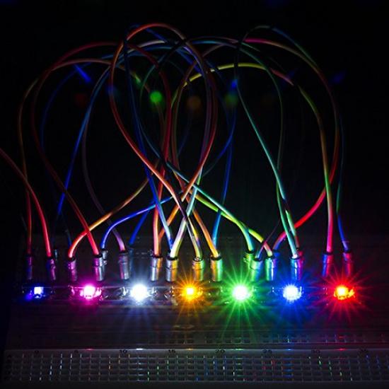 30pcs Lilypad LEDs Pink/Red/Yellow/Blue/Green/Orange for Arduino Raspberry Pi Microcontroller