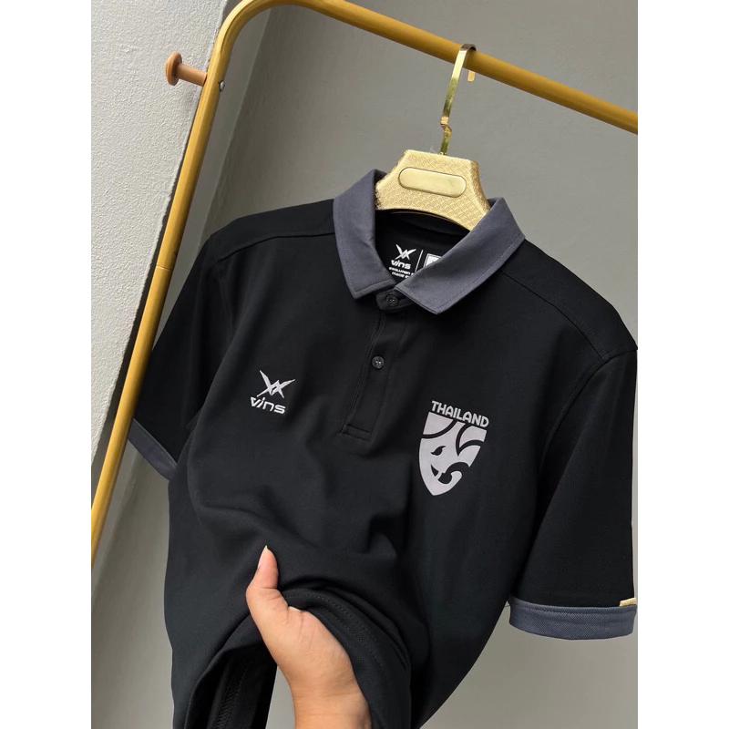 THAILAND National Football Soccer JERSEY CHEER Fan Vintage Version Quick Dry Shirt Polo Polyester Short Sleeve Uniform Elephant Logo Sport Outdoor