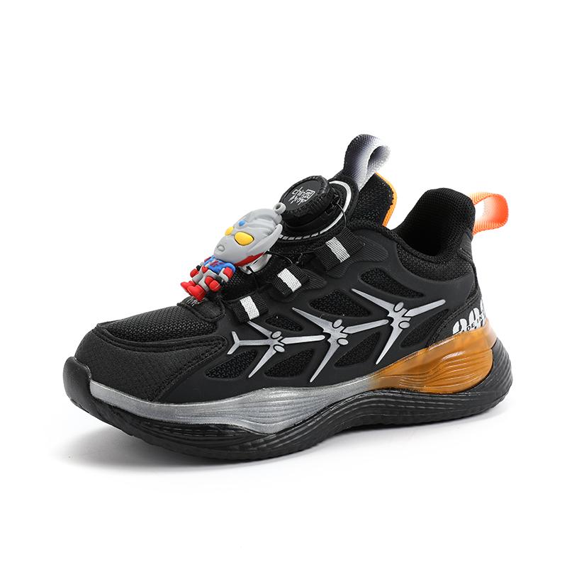 New leather running shoes for teenagers with rotating buttons student casual non-slip cushioning sports shoes Daddy shoes
