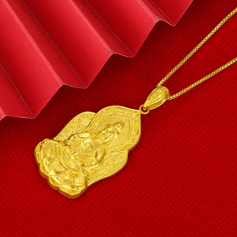 New Arrival 3D Gold Avalokitesvara Pendant Men Women Jewelry Quality Silver 925 Box Chain Necklace Male Blessing Accessories