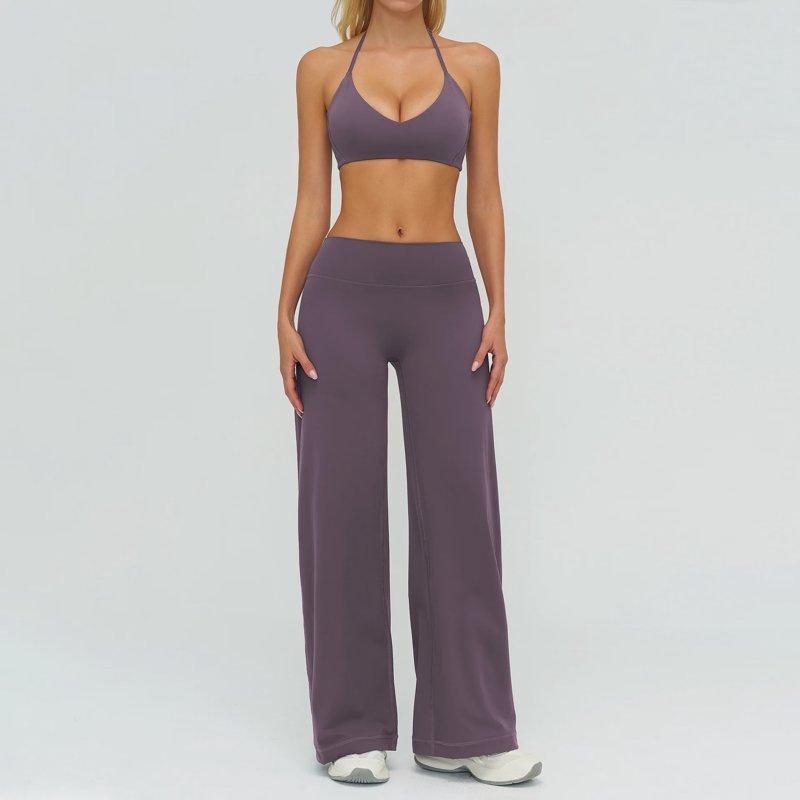 Women's Tracksuit Fitness Suit Two Piece Yoga Sets Women Sportswear Workout Sports Bra High Waist Flared Pant Gym Clothing