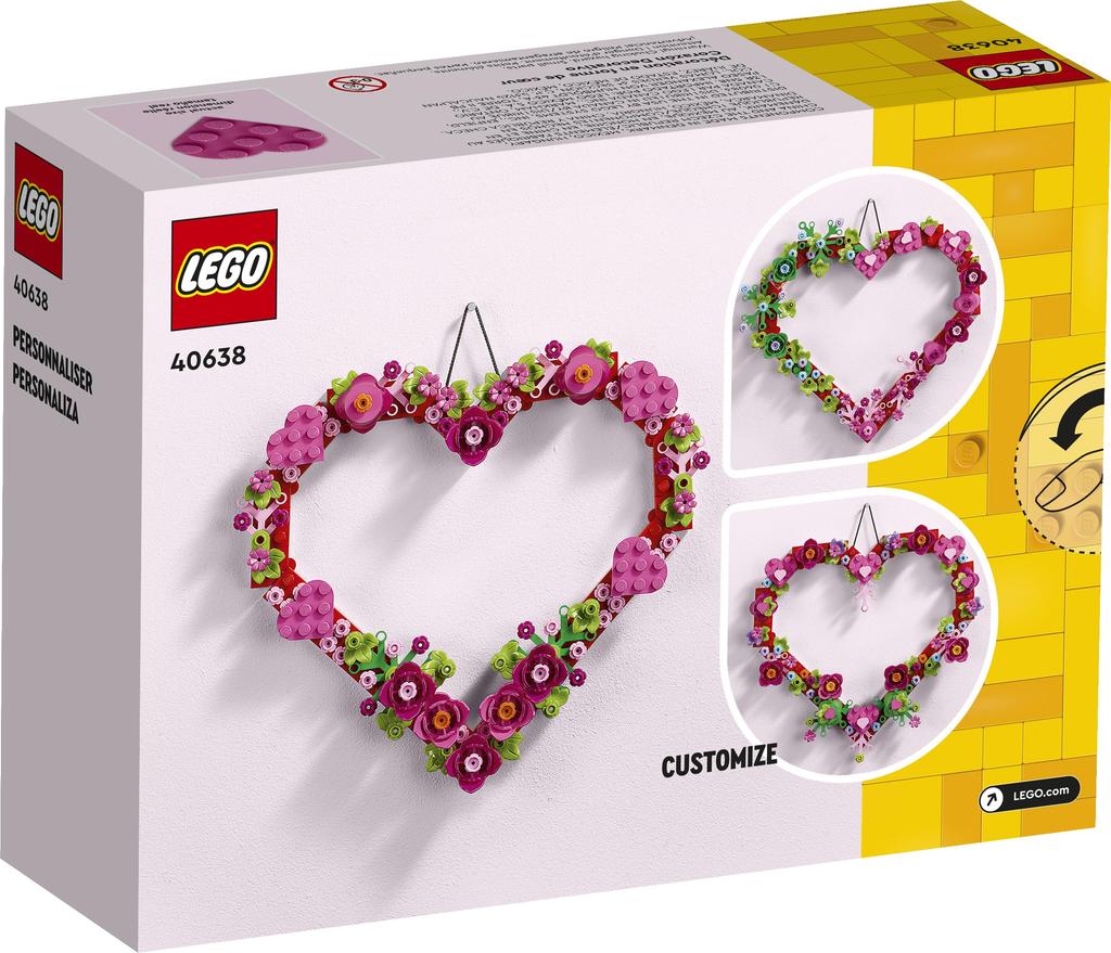 LEGO Heart Ornament Building Toy Kit, Artificial Flower Heart Arrangement, Arts & Crafts for Kids Ages 9 and Up, 40638