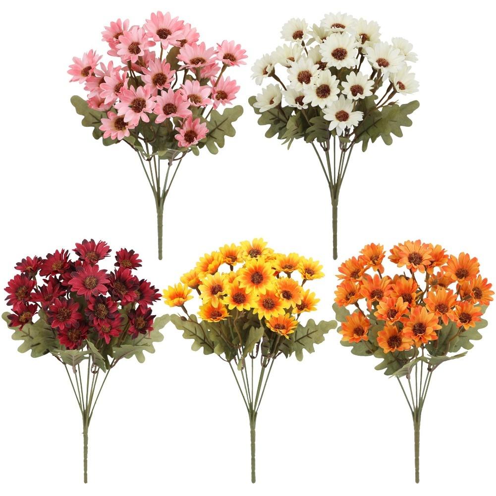 Easy Maintenance Artificial Mums Sunset Flowers Realistic Appearance