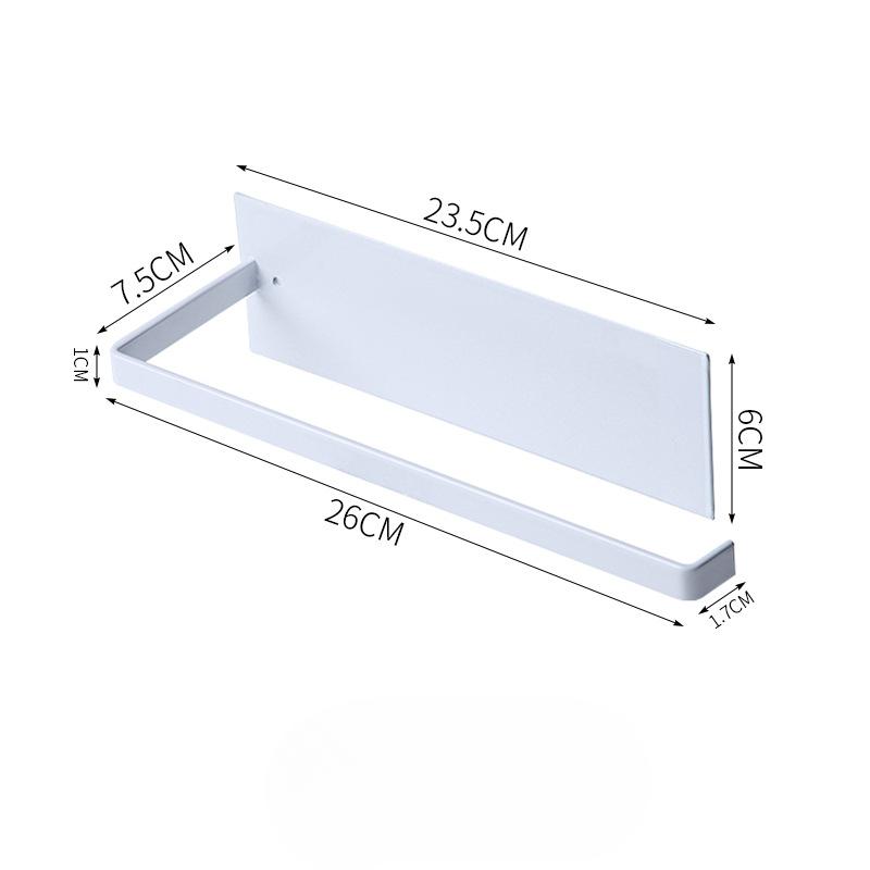 

Шкаф Подвесная стойка для рулонной бумаги Без перфорации Настенная кухонная вешалка для бумажных полотенец Бытовая тряпка Стеллаж для хранения в пластиковой упаковке 23.5*7.5*1cm белый