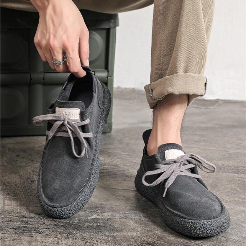 Men's Casual Shoes Suede Genuine Leather Men Comfortable Driving Flats Mens Wear-resisting Non-slip Retro Desert Shoes
