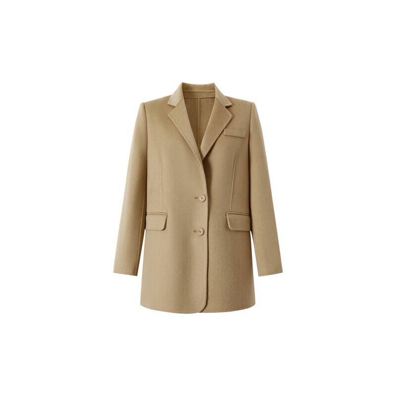 ANNAKOO Women's Padded Shoulder Notched Lapel Wool Overcoat