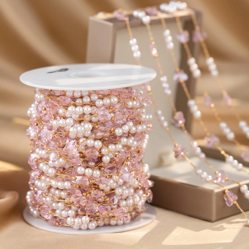 0.5/1 Meter Golden Stainless Steel Beaded Chain Crystal Butterfly Chain Pearl Beaded Chain DIY Necklace Bracelet