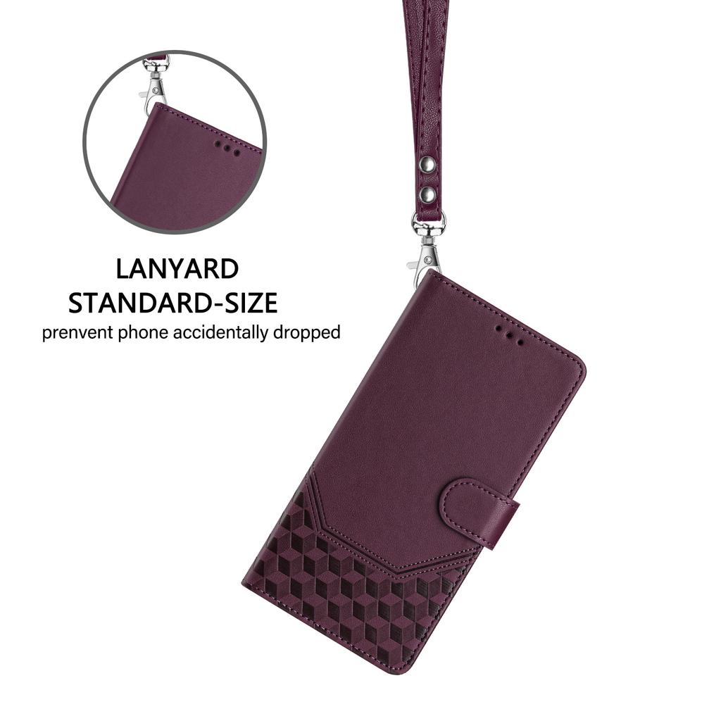 For Xiaomi Redmi 15 5G Case Imprinted Honeycomb RFID Blocking Leather Phone Cover with Strap