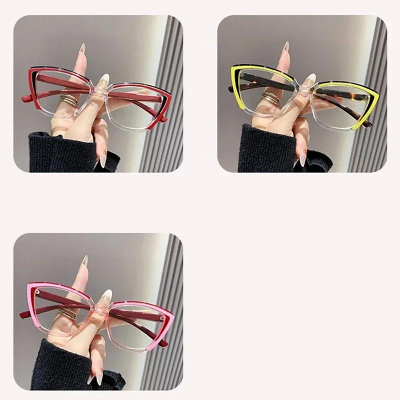 Men'S And Women'S New Cat-Eye Full-Rimmed Presbyopia Glasses Personalized Retro Blue Light-Blocking Reading Glasses To +4.0