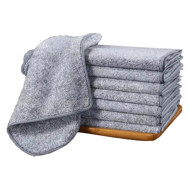 Bamboo Charcoal Fiber Cleaning Cloth, Dual-Use Dry/Wet, Oil & Stain-Absorbent, Household Kitchen, Locked Edge