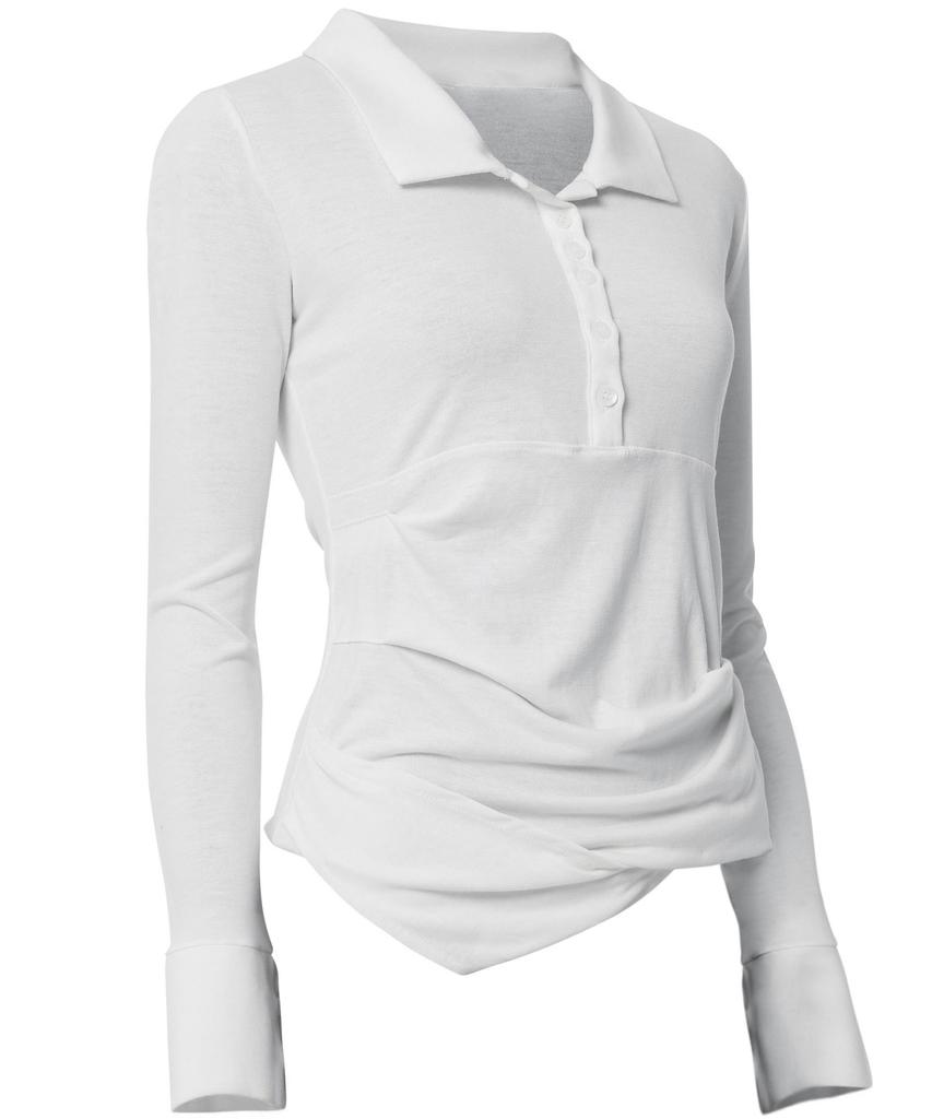 Peulleeoeob Asymmetrical Draped Shirt (Fl-186_Ivory)