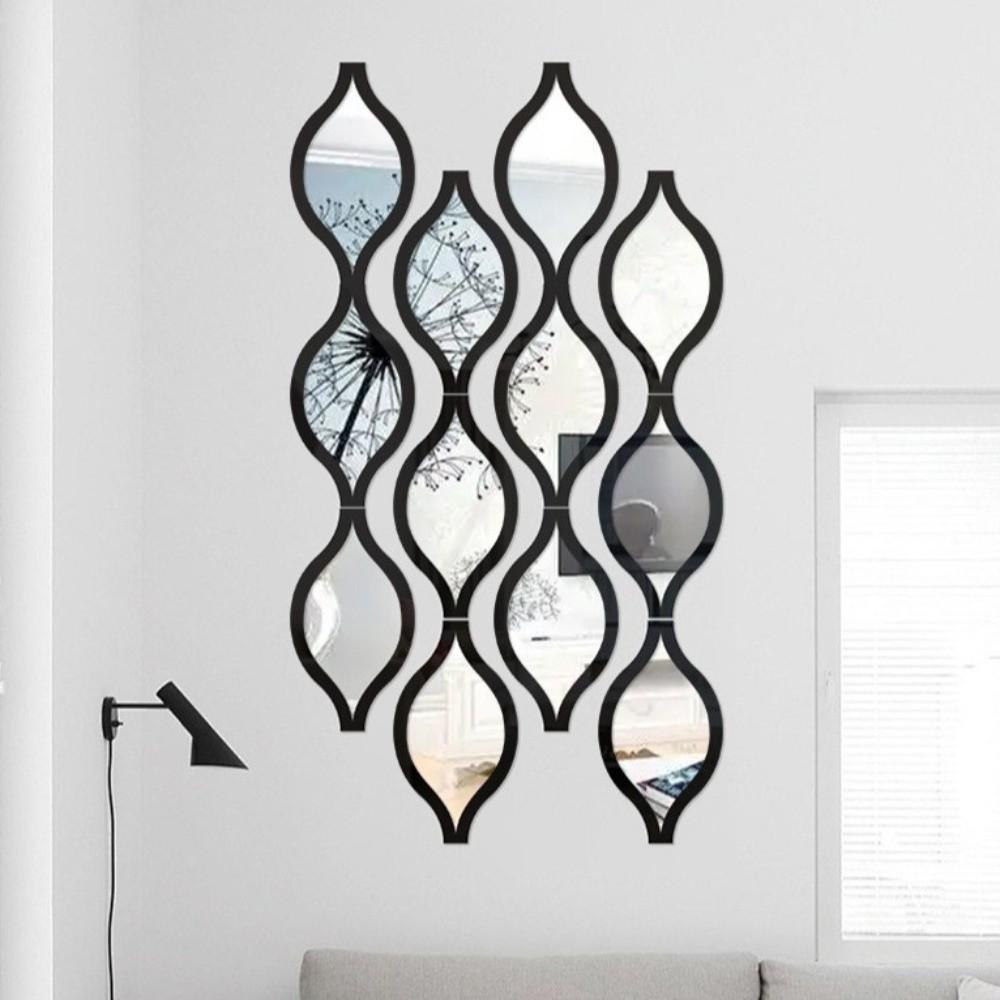 Self-adhesive Acrylic Mirror Wall Sticker Removable Water-Shaped Decals Hallway