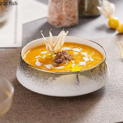 Creative Circular Ceramic Bowl Thick Soup Bowl Dessert Bowl Pasta Bowls Salad Bowls Fruit Bowls Restaurant Specialty Tableware