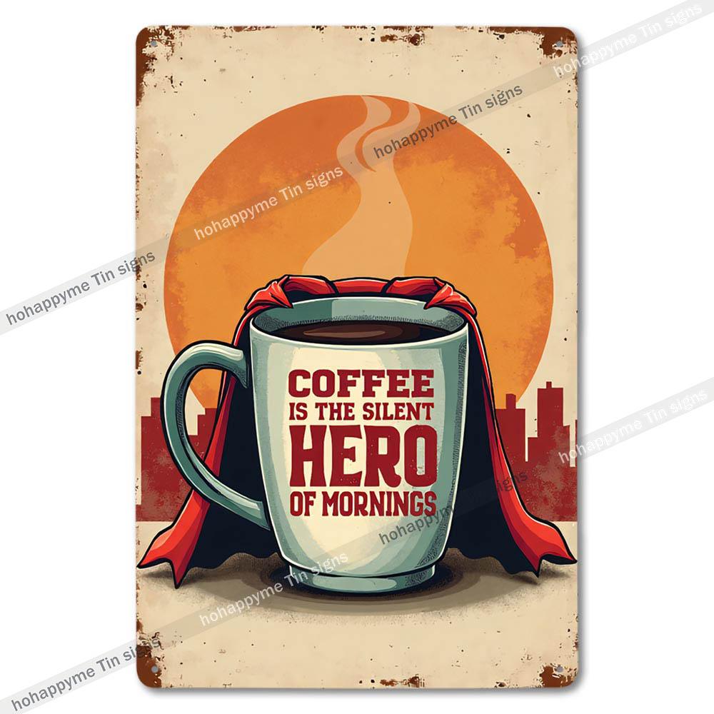 Vintage Coffee Metal Tin Sign Cafe Wall Art Decor Living Room Home Pubs Bar Decoration