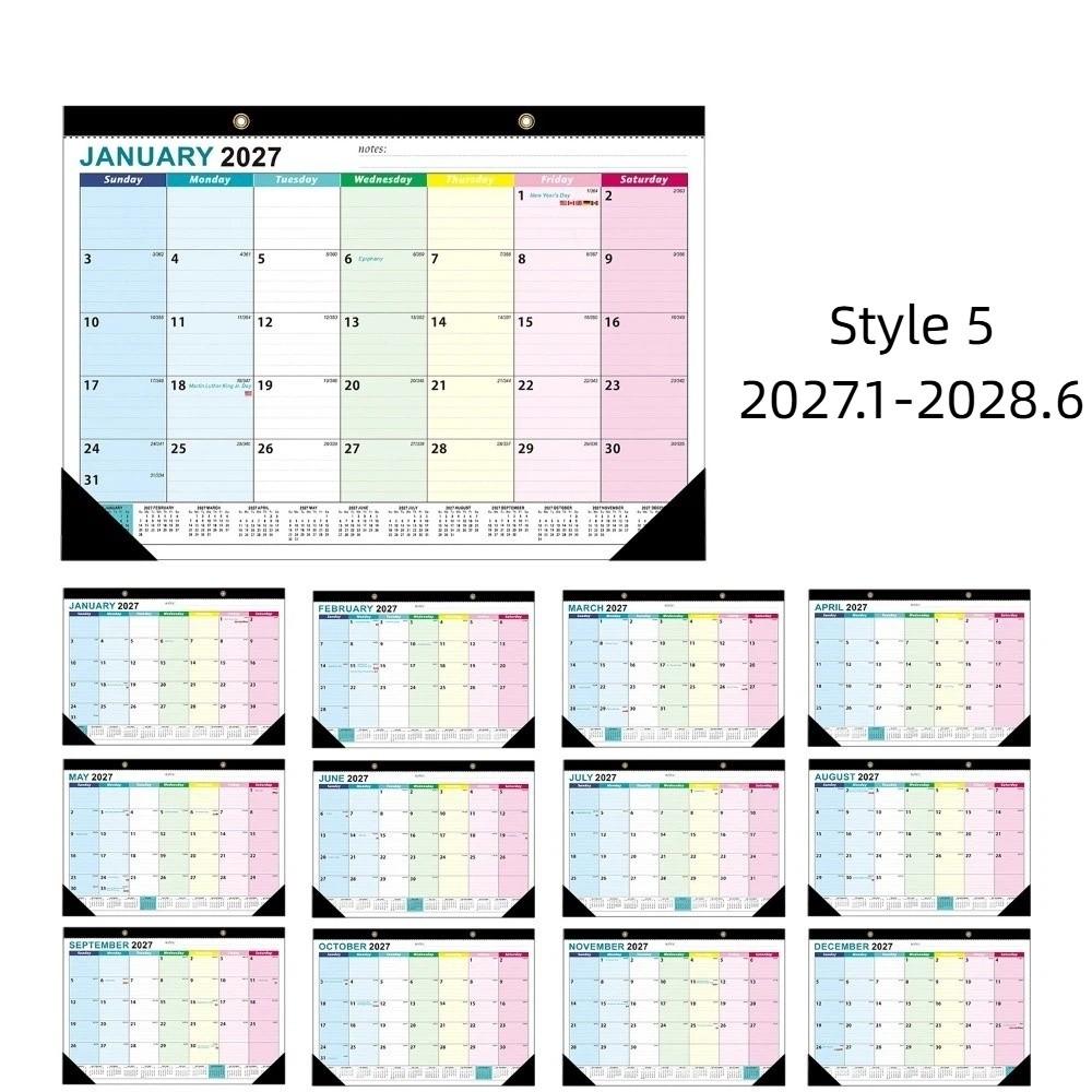 2027 English Calendar with Hanging Hole Calendar Planner Practical Wall Calendar  Home Decoration