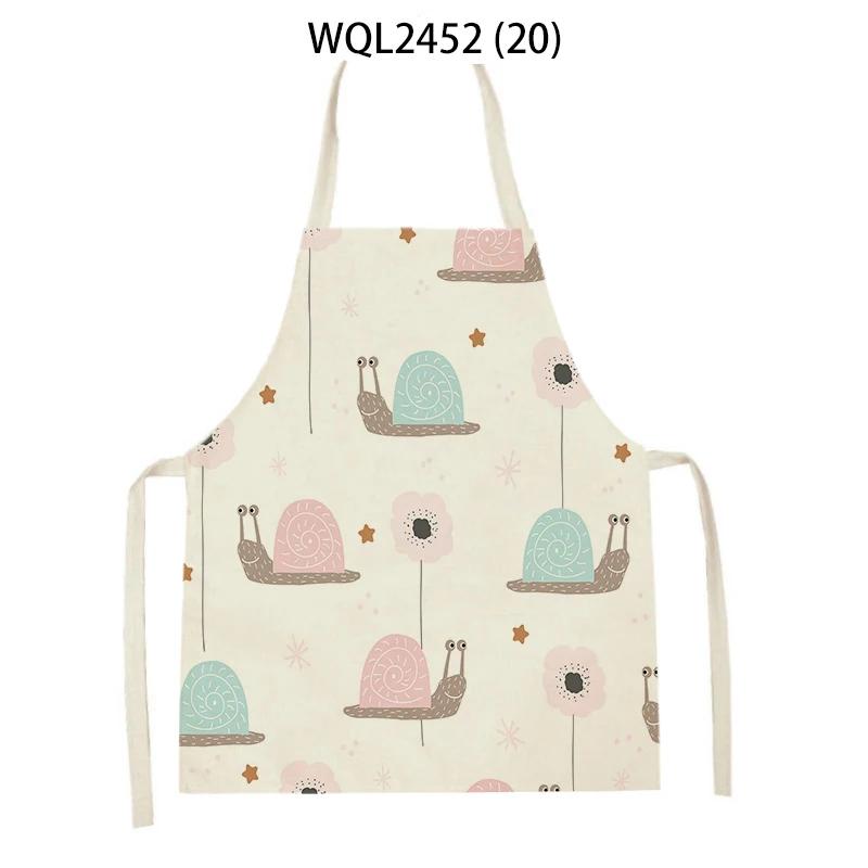 Animal Snail Rabbit Printing Apron Adult Kids Sleeveless Kitchen Apron Linen Cooking Baking Accessories Apron Cleaning Tool
