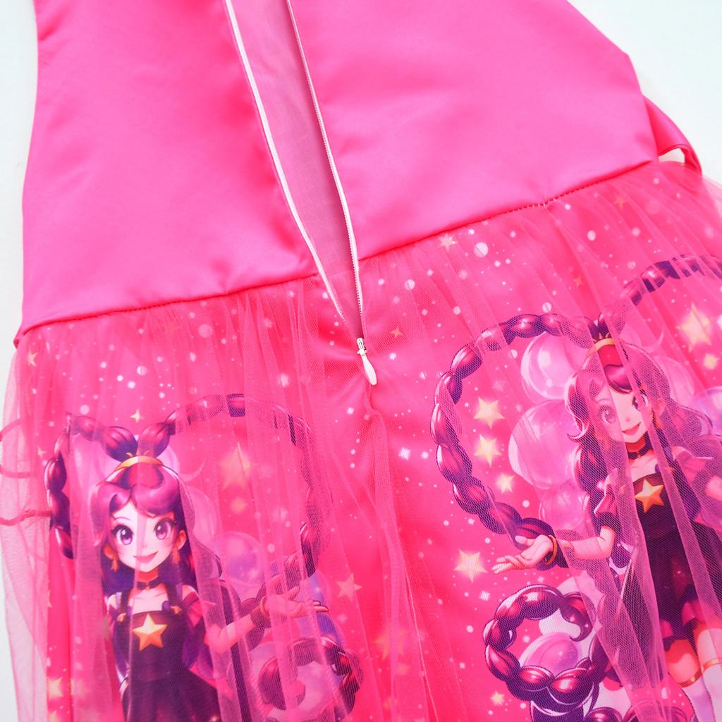83150 Children Girls Lily Lovebraids Game Anime Print Bow Mesh Princess Dress