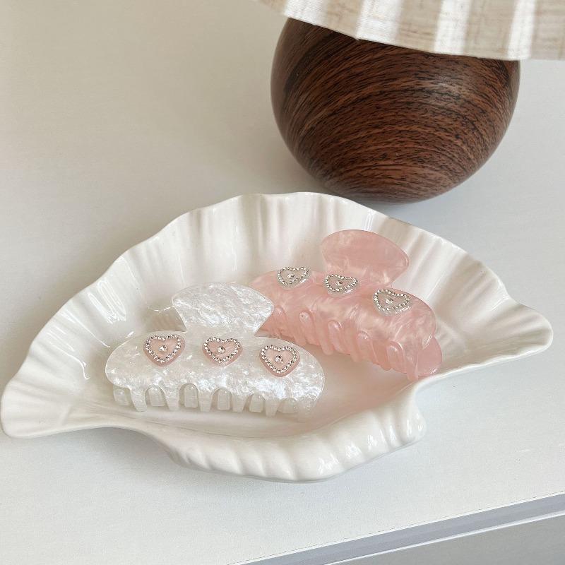 1Pcs Pearl Patterned Heart Set Diamond Clip Suitable Valentine's Day Gift Giving,daily Dating,sweet Hair Accessorie Shark Clip