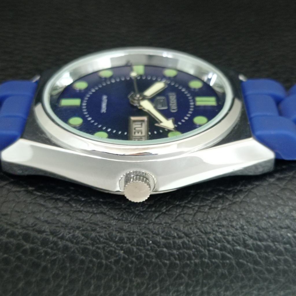 VINTAGE REFURBISHED SEIKO 5 AUTOMATIC 6309A JAPAN MENS BLUE DIAL WATCH a444453-1