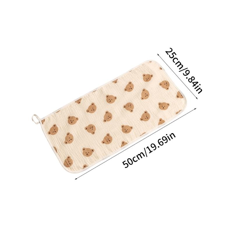 Baby Infant Cotton Wiping Towel Baby Face Towel Washcloths Nursing Towel Saliva Wipe with Cartoon Pattern 25x50cm