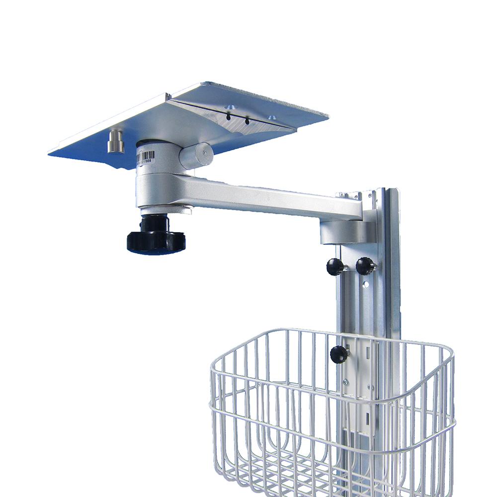 Aluminum Alloy Swivel Wall Mount Bracket, Device Monitor Stand with Storage Basket, Wall Mount Bracket for Patient Monitor