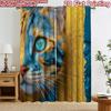 2D Flat Printing 2pcs Curtain Drapes Colorful Cat CloseUp Digital Printed Polyester Drapes Party Decorations Perfect for