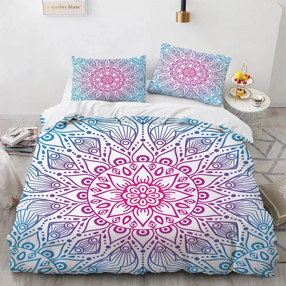 Bohemian Mandala King Queen Duvet Cover Boho Style Flower Bedding Set Adults Exotic Nordic Floral Polyester Quilt Cover
