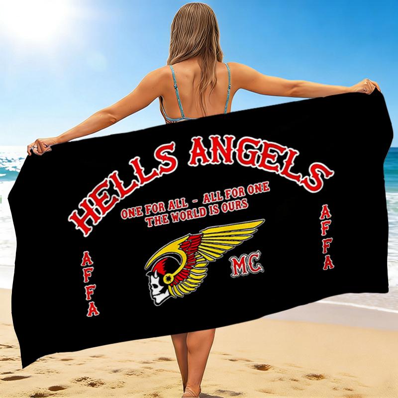 1Pc Hells Angels Motorcycle Club Beach Towel, Quick Dry, Multi-Use for Beach Pool Gym Yoga Home Travel, Christmas, Halloween, Xmas Gift M928716