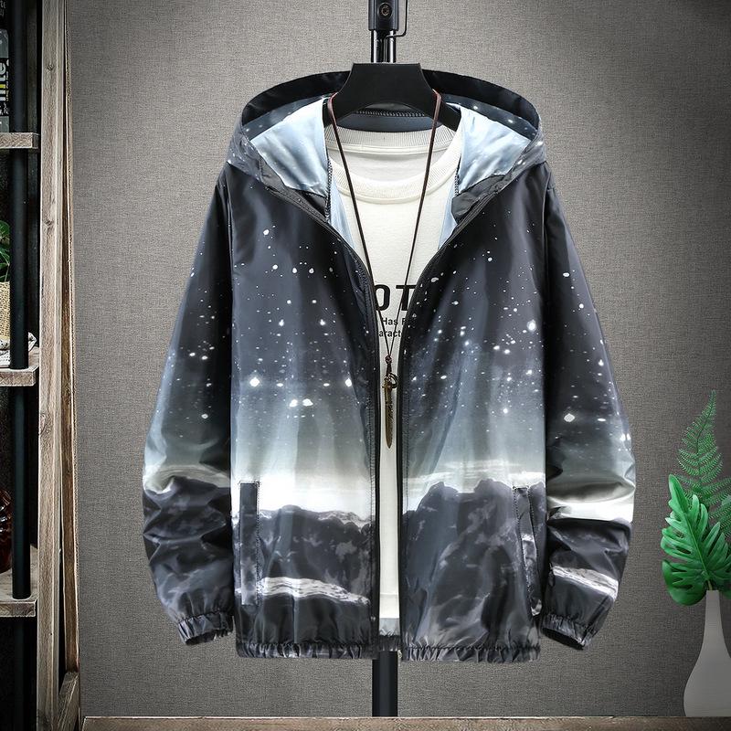 

Мужская ультратонкая градиентная светоотражающая куртка с защитой от солнца - европейский и американский летний стиль 2XL