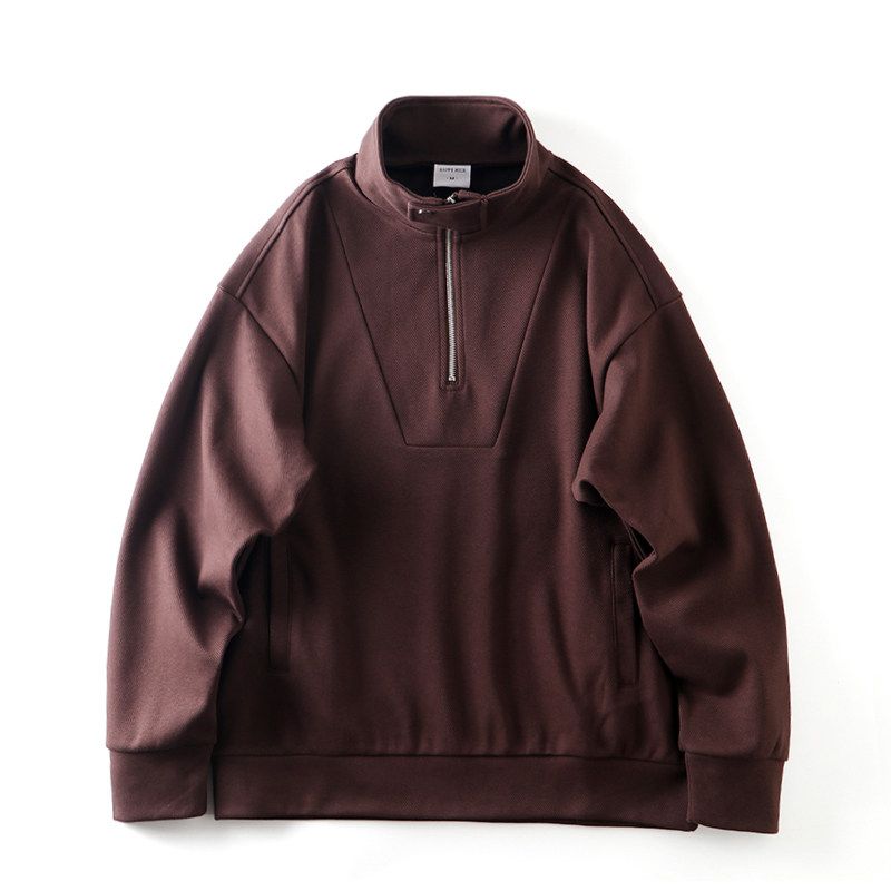 Heavy Weight Retro Cattle Goods Hooded Turtleneck Coat Sweatshirt Plum Purple XL