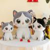 Adorable Doudou Cat Plush Toy For Kids Featuring Soft Grey And Black Colors Perfect Gift For Girls