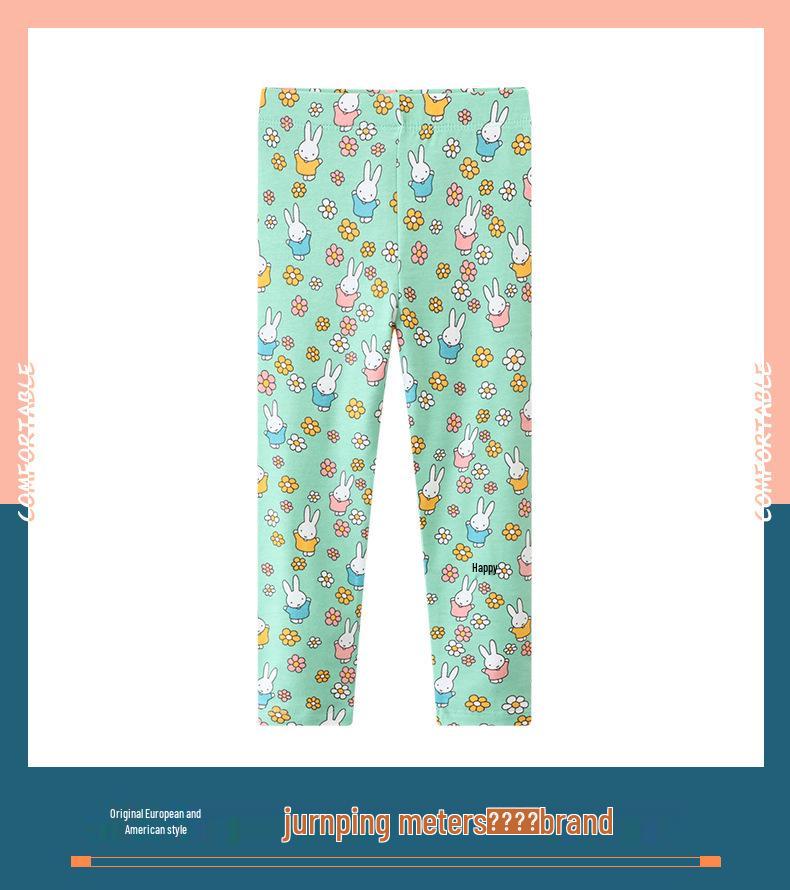 Autumn Girls' Cute Rabbit Pattern Elastic Leggings