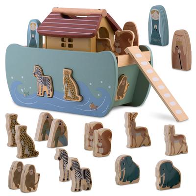 Wooden Noah's Ark With Animals Nk-862 Nukido